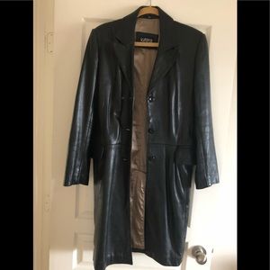 Leather Knee Length Black Trench Coat
